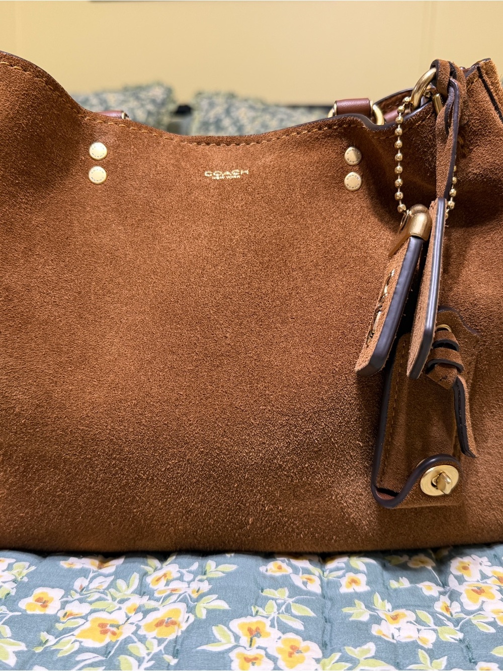 Coach Suede Rogue 31 Shoulder Bag in Rich Brown with Gold Hardware